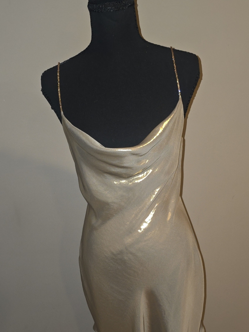 Zara Shimmery Champagne Strapless Cowl Slip Dress